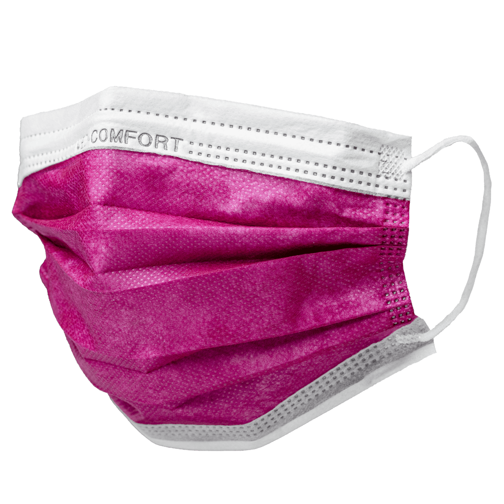 OP mask, red, bordeaux, wine red, type IIR, Med-Comfort: buy disposable as mouth nose protection.
