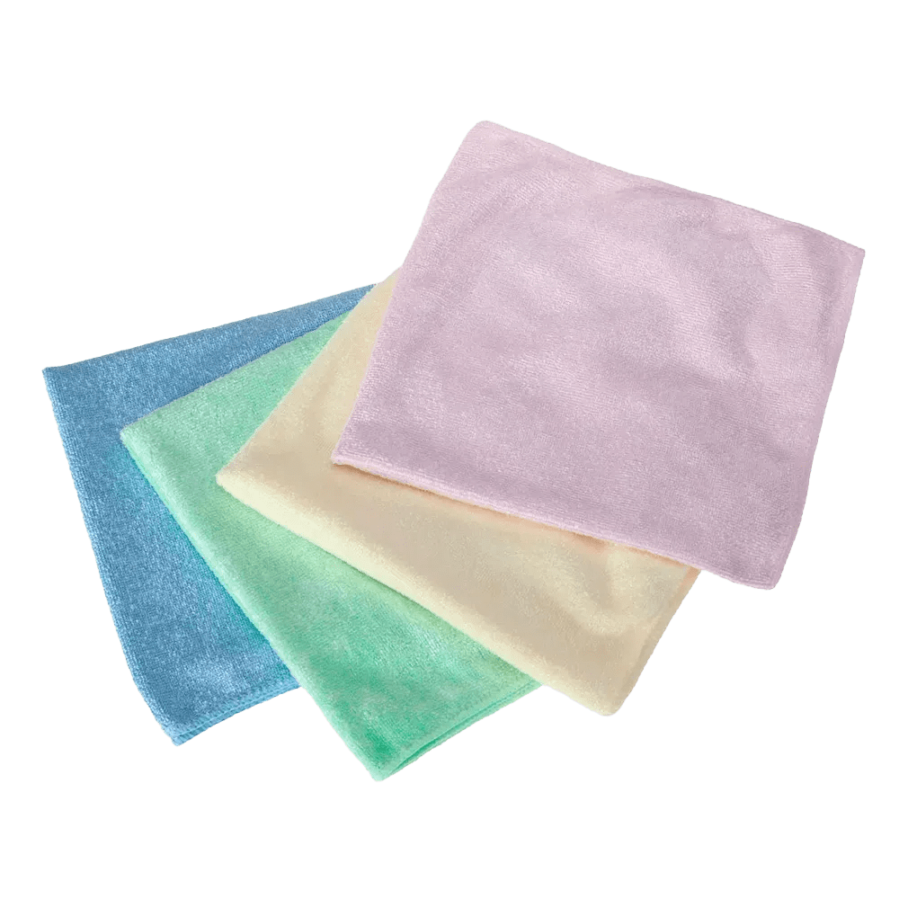 Mikrofasertuch, Farbe blau, grün, rot, gelb, 40 x 40 cm, Clean-Comfort: waschbare Mikrofasertücher zum Reinigen in unterschiedlichen Farben für verschiedene Hygienebereiche kaufen.