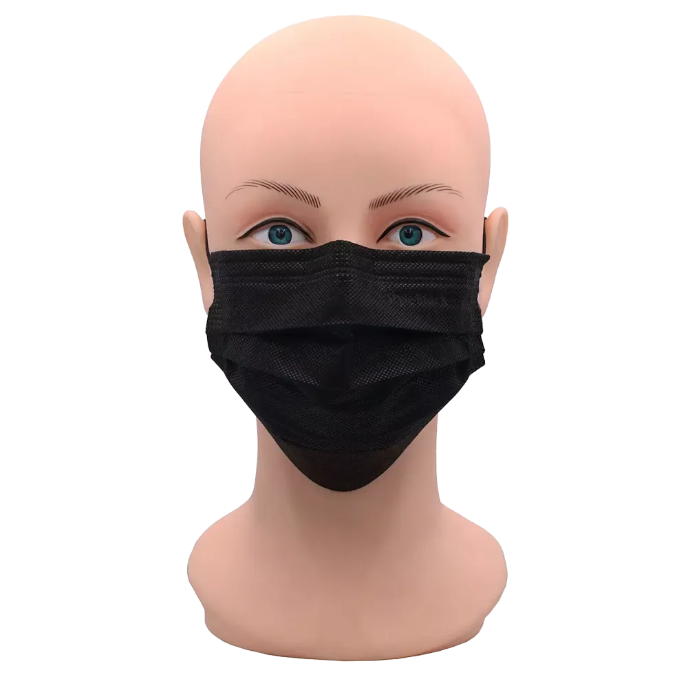 OP Maske, schwarz, black, Typ IIR, Style by Med-Comfort: 4-lg. Vlies Mund Nase Schutz als Einwegmaske kaufen.