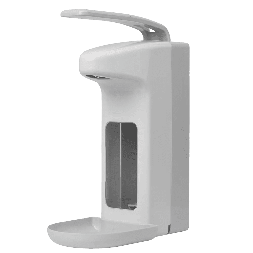 Wall dispenser for 1l liquid soaps and disinfectants, colour white, grey, 320 x 120 x 230 mm: buy lockable wall dispenser made of high-quality plastic as dispenser with drip tray for liquids.