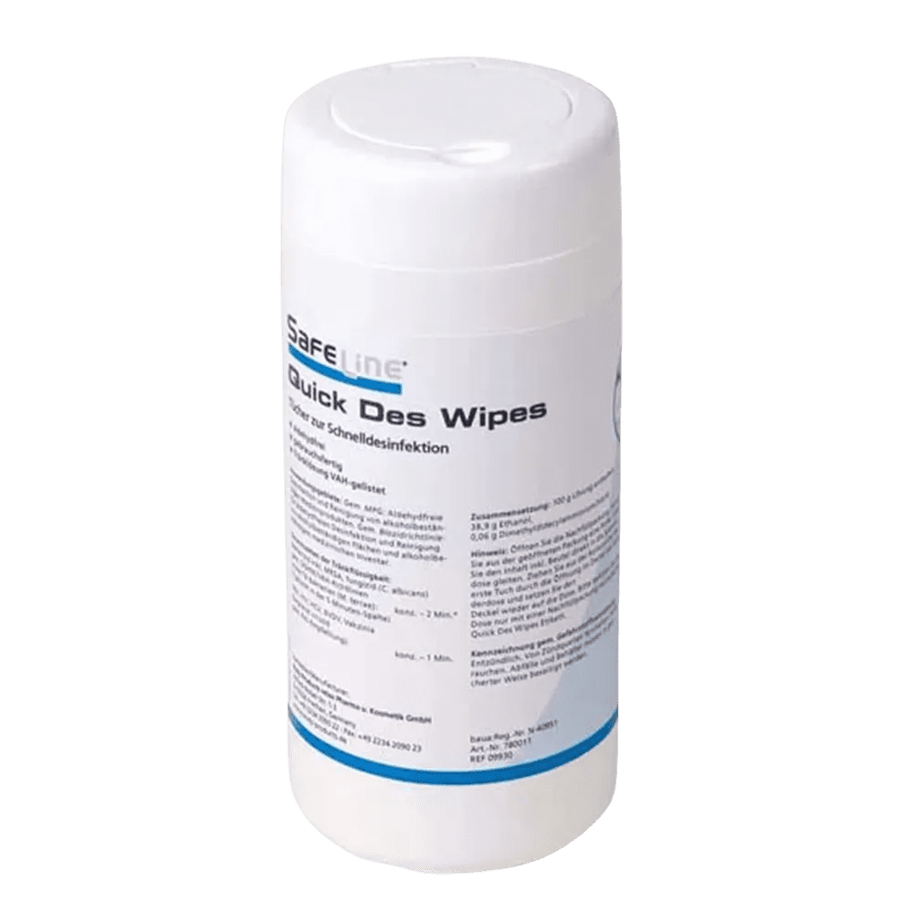 Disinfection wipes, in a tin, Safeline Quick Des Wipes N