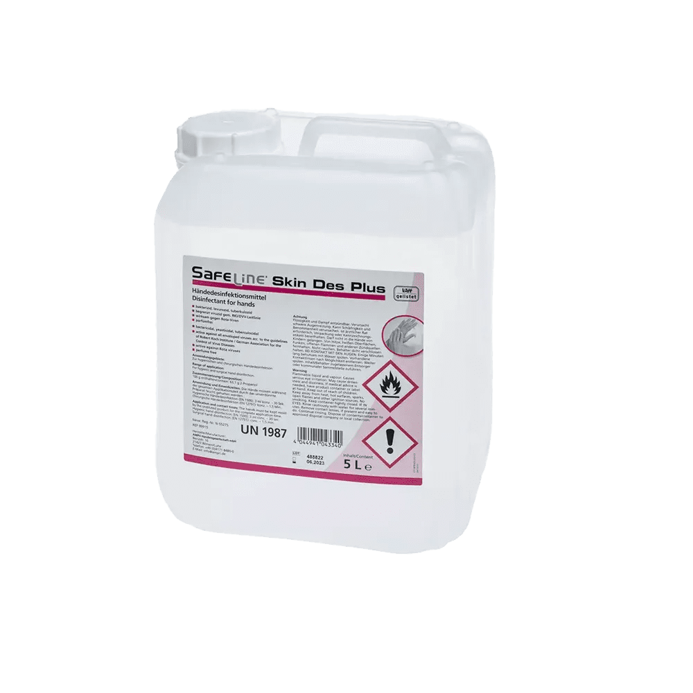 Desinfectante de manos, 5 l, Safeline Skin Des Plus: comprar desinfectante listo para usar, especialmente indicado para manos sensibles a las alergias, para una limpieza higiénica para su aplicación en la piel.