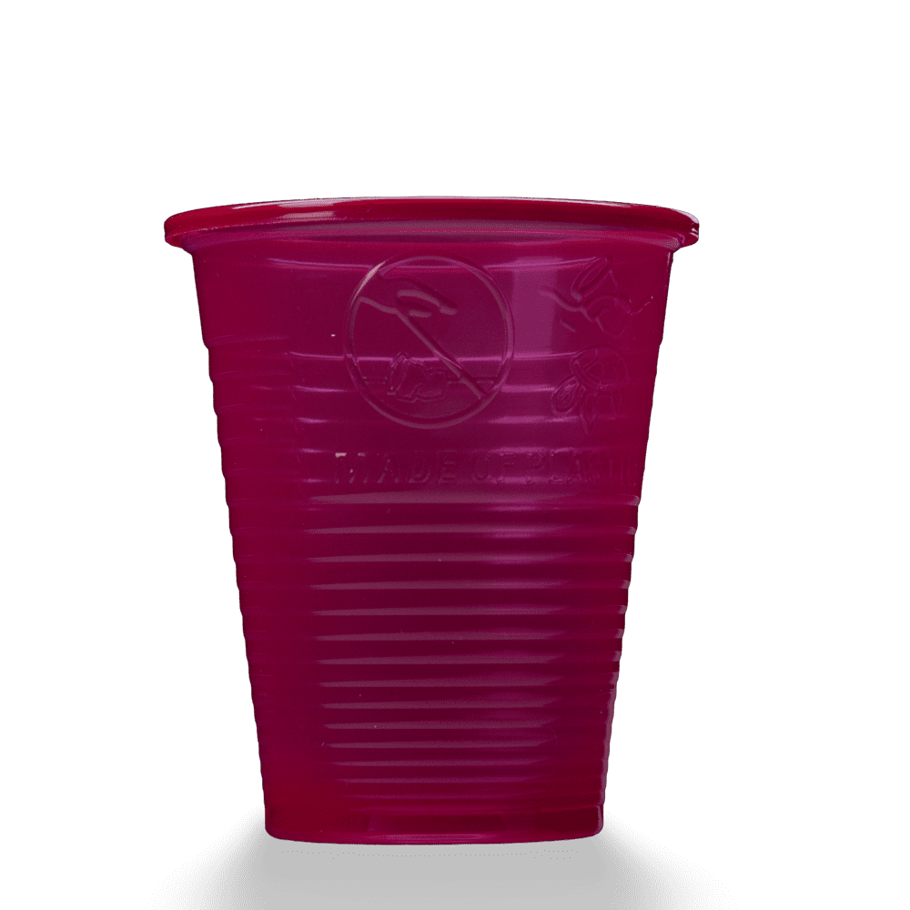 Vaso de enjuague bucal de PE, 180 ml, color rojo vino, polietileno: comprar vaso de enjuague bucal de PE resistente y antideslizante con borde redondeado para tratamientos dentales.