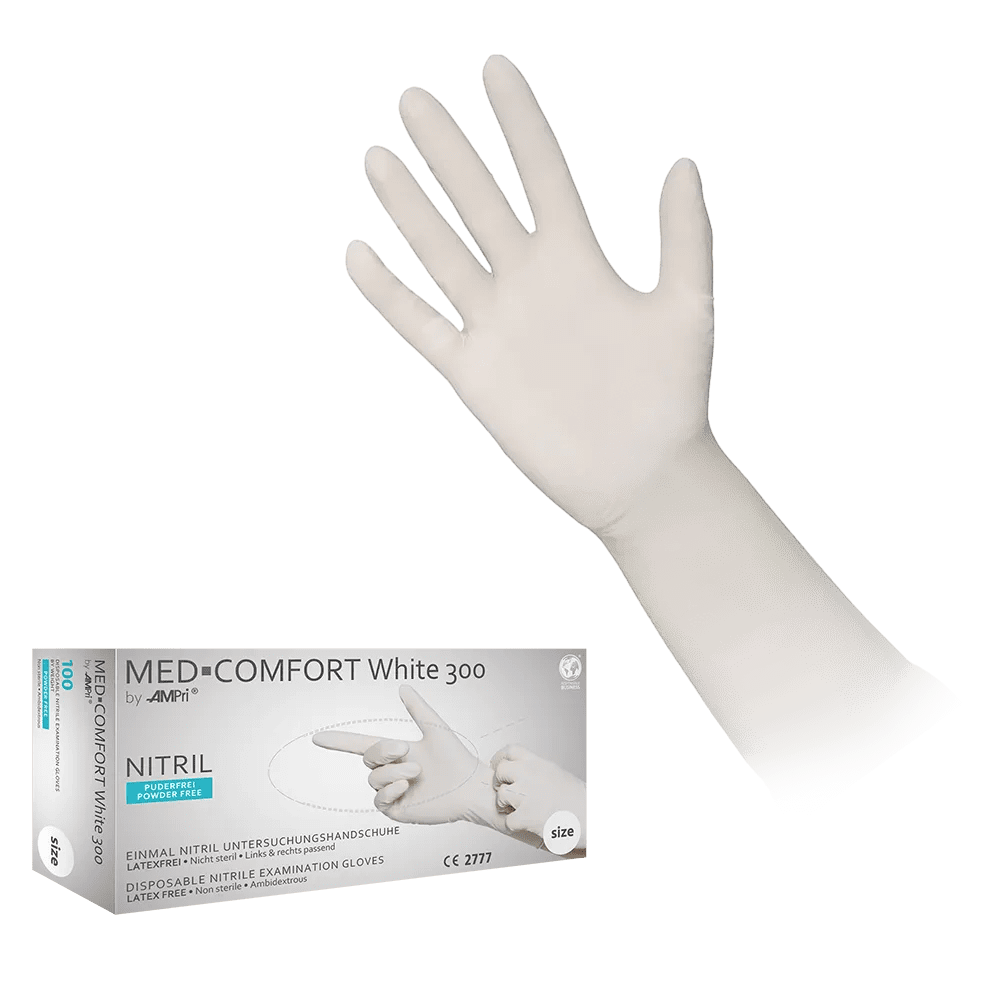 Guantes de nitrilo, blanco, talla XL, sin polvo, Puracomfort blanco 300