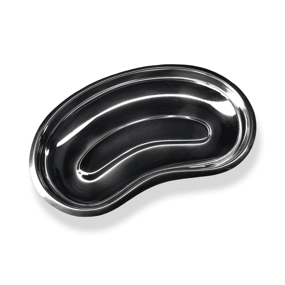 Plato de riñón de acero inoxidable, plata brillante, 250 x 40 mm
