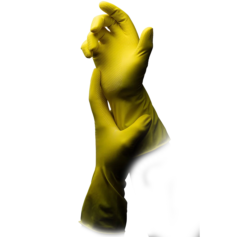 Haushaltshandschuhe Latex, gelb, Größe M, puderfrei, Clean-Comfort: Latexhandschuhe als Reinigungshandschuh kaufen.