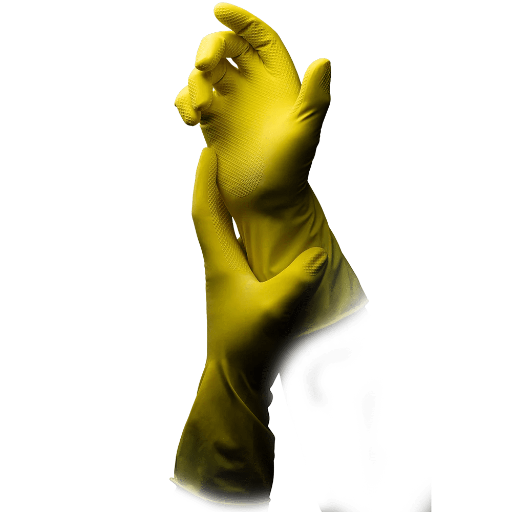 Household gloves latex, yellow, size XL, powderfree, Clean-Comfort: buy latex gloves as cleaning gloves. Household gloves latex, yellow, size XL, powderfree, Clean-Comfort: buy latex gloves as cleaning gloves.
