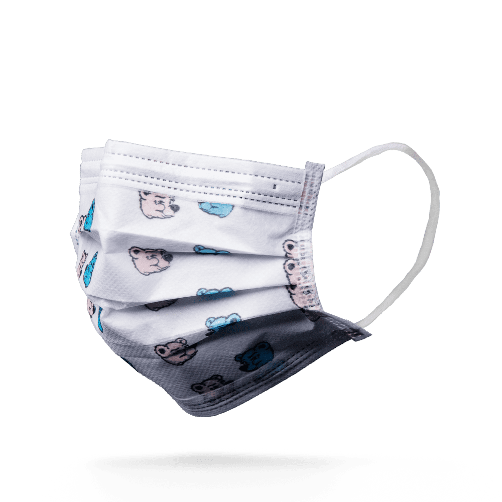 Medical mask, cheerful bear pattern, HAPPY KIDS: buy fleece mouth guard as surgical mask for adults