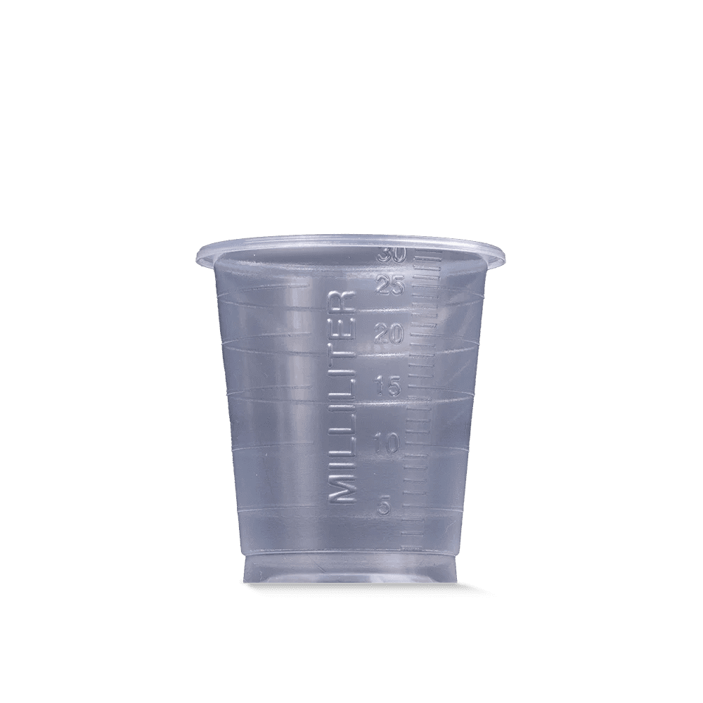 Vaso para medicamentos de PP, color transparente, 30 ml, graduado: comprar el vaso de polipropileno para Medicamentos para la toma de medicamentos o para la dosificación de líquidos y la dispensación de medicamentos como material de sala.