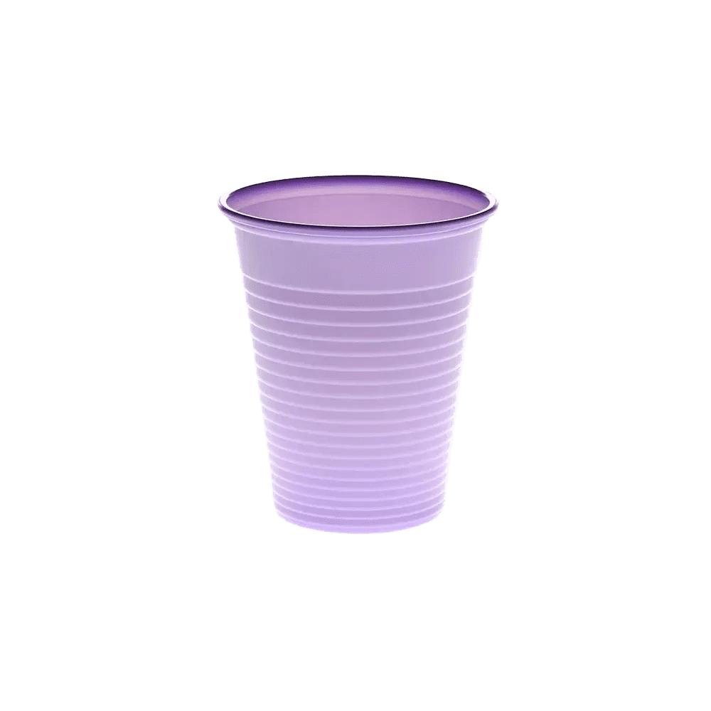 Vaso de enjuague bucal de PE, 180 ml, color morado, polietileno: comprar vaso de enjuague bucal de PE resistente y antideslizante con borde redondeado para tratamientos dentales.