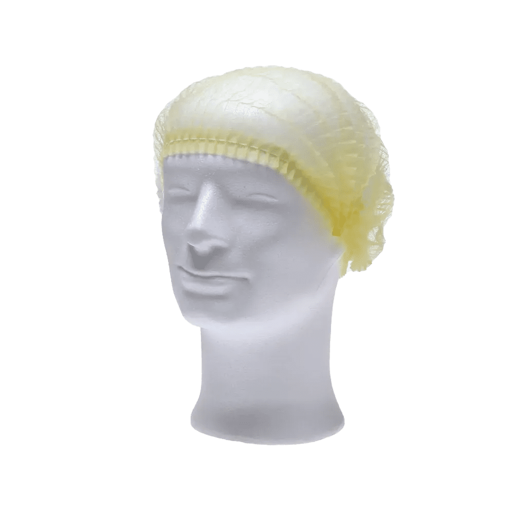 Gorros con clip, talla M, ca. 44 x 51 cm, amarillo, ECO-PLUS: comprar protección higiénica desechable como EPI adecuado para el sector alimentario.