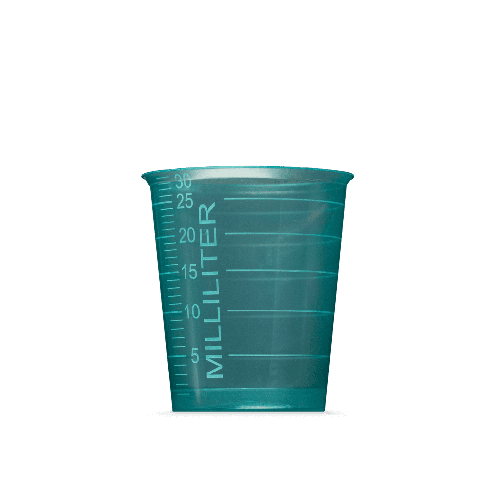 PP Medicine cup, colour green, 30 ml, graduated: buy polypropylene medicine cups for taking medicines or for dosing liquids and distributing medicines as ward supplies.