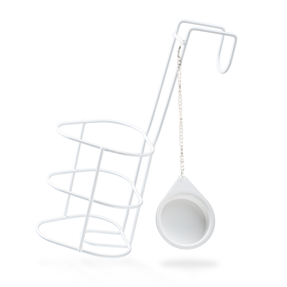 Soporte para frascos de orina con tapa, blanco, metal