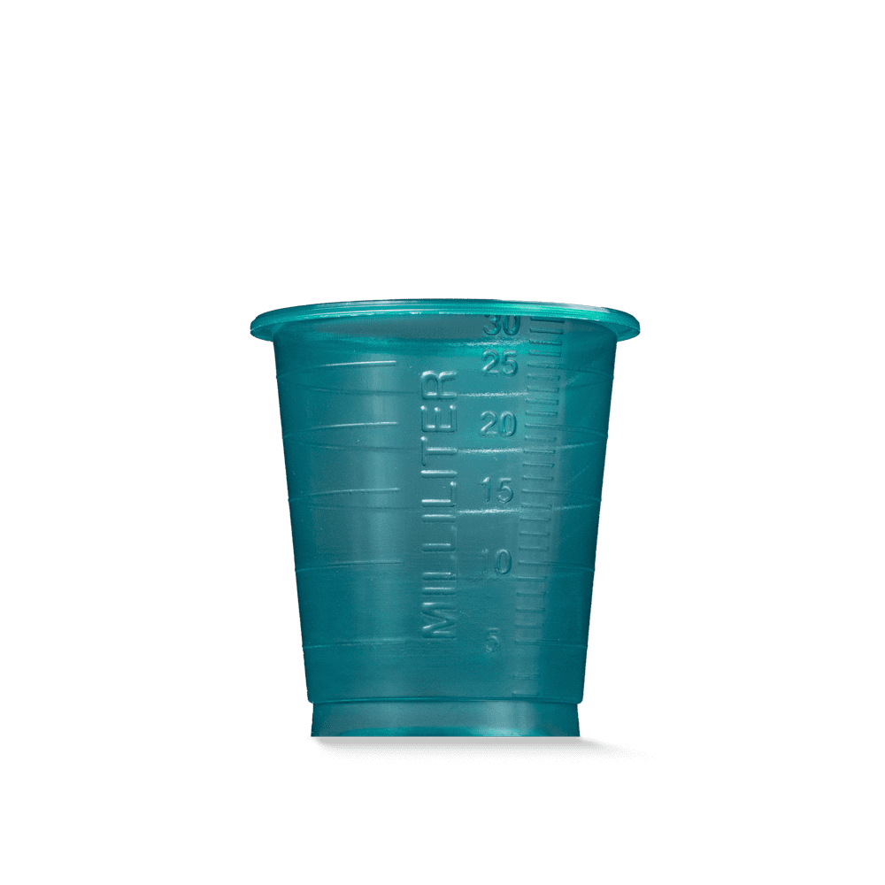 PP Medicine cup, colour green, 30 ml, graduated: buy polypropylene medicine cups for taking medicines or for dosing liquids and distributing medicines as ward supplies.