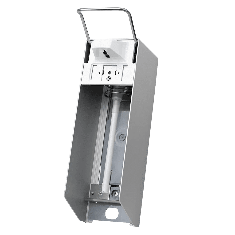 Dispensador de pared para 1000 ml desinfectante y jabones líquidos, 320 x 94 x 160 mm, palanca corta: comprar dispensador de aluminio para líquidos, comprar incluyendo la botella vacía como accesorio.