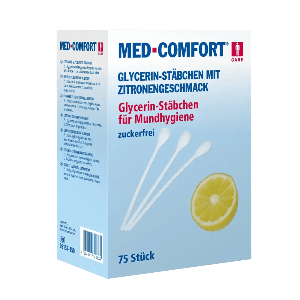 PP Lemon sticks, 150 mm, Geschmack Lemon, Med-Comfort: Polypropylen Mundpflegestäbchen zur Befeuchtung von Lippen und Mund, für den Einsatz in der Mundpflege als Patientenbedarf kaufen.