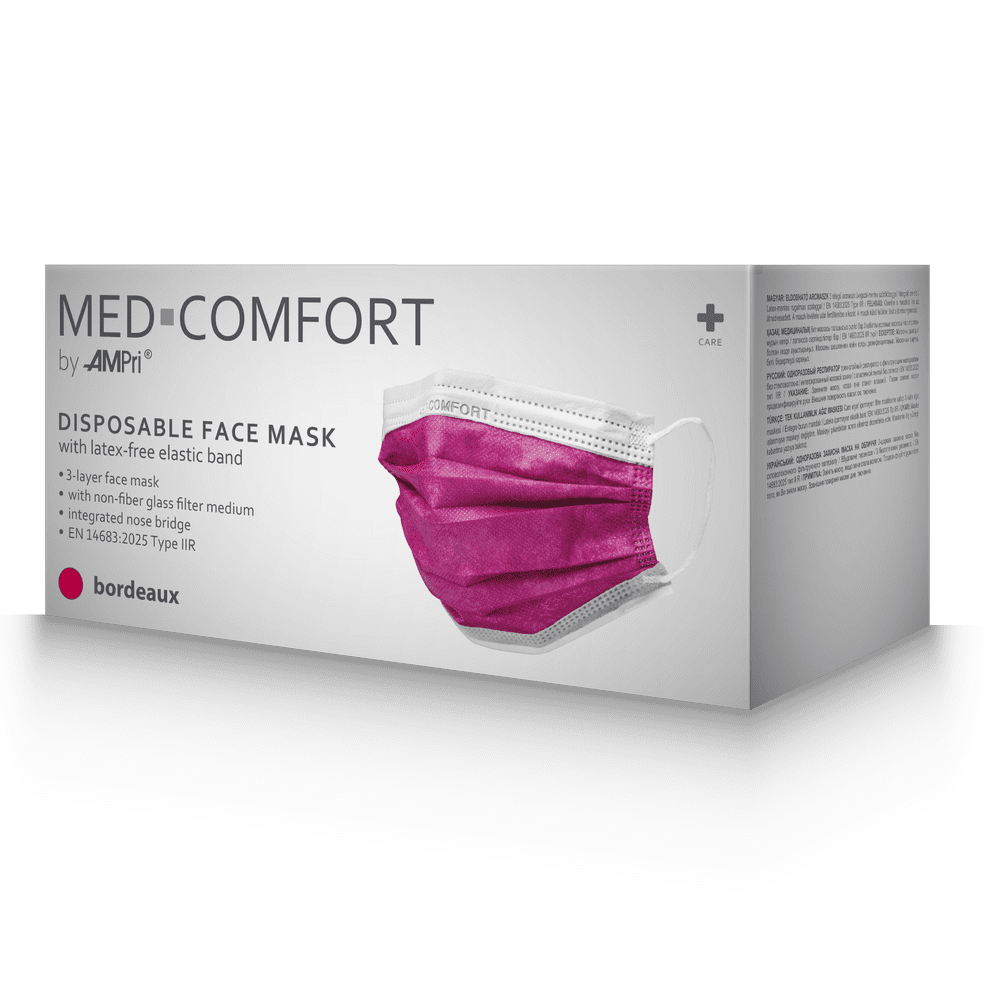 OP Maske, rot, bordeaux, Typ IIR, Med-Comfort: Einwegmaske als Mund Nase Schutz kaufen.
