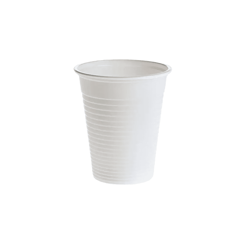 Vaso de enjuague bucal de PE, 180 ml, color blanco, polietileno: comprar vaso de enjuague bucal de PE resistente y antideslizante con borde redondeado para tratamientos dentales.