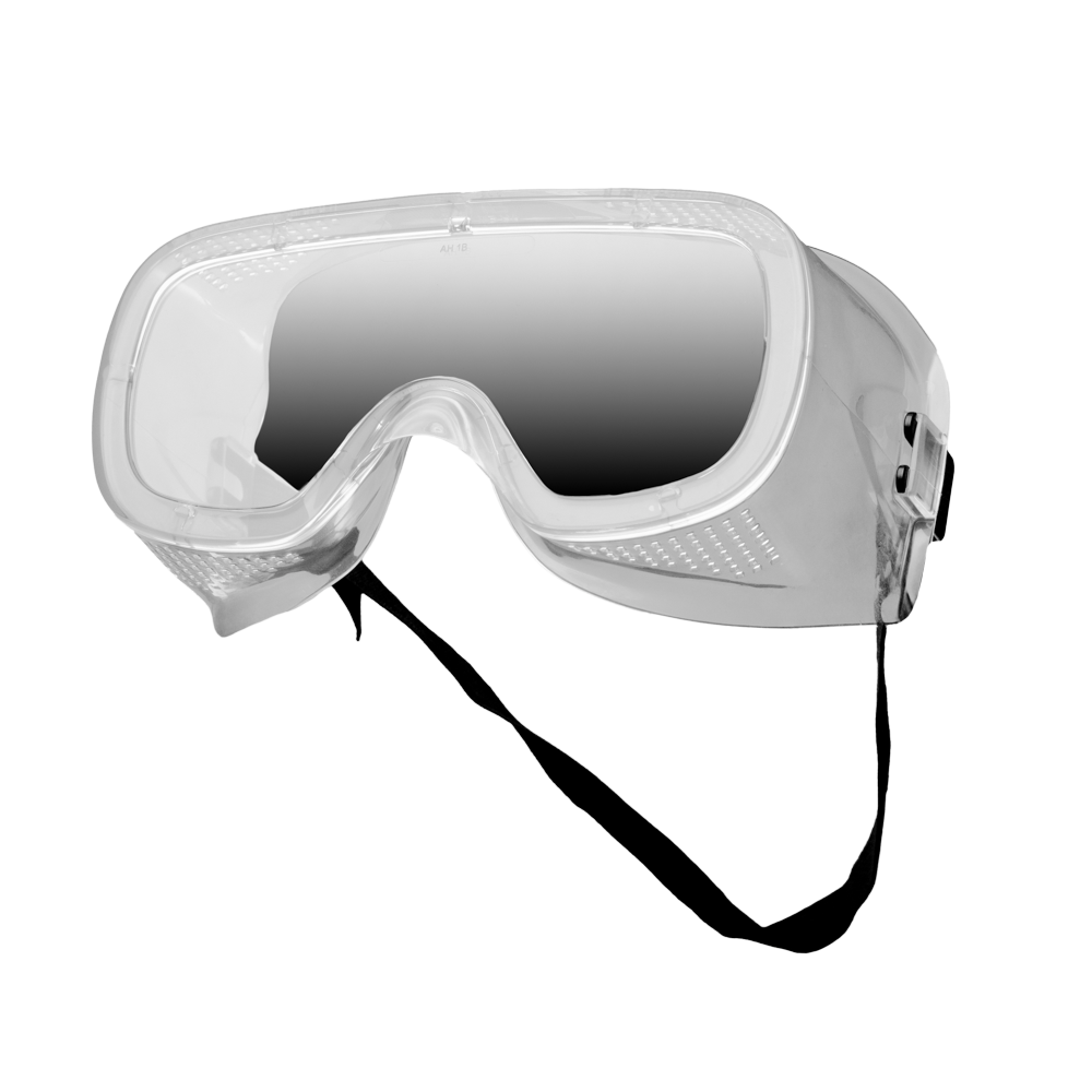 Gafas de protección total, color transparente, negro, Airmaster: comprar gafas de trabajo con protección total con correa de goma ajustable para trabajar con líquidos agresivos en la industria, la química, el laboratorio, la artesanía como EPI.