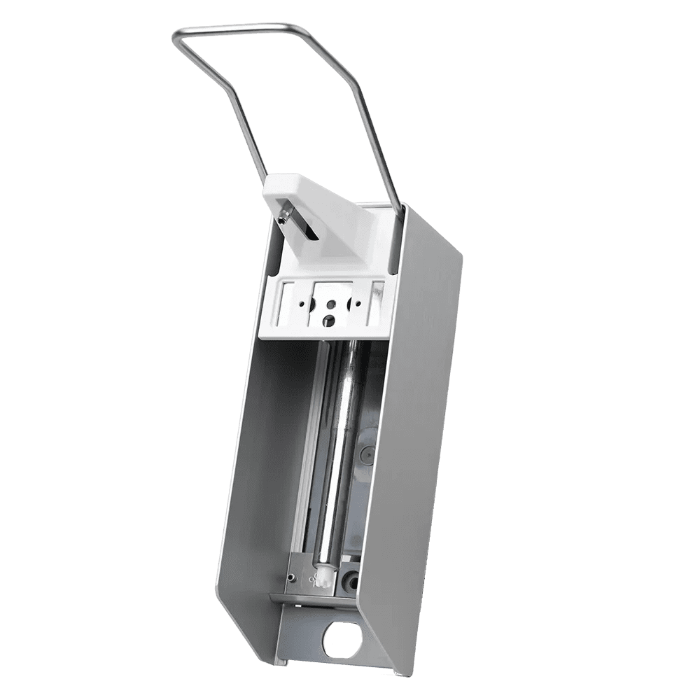 Wandspender für 500 ml Desinfektionsmittel und Flüssigseifen, 270 x 81 x 230 mm, langer Hebel Wandspender für 500 ml Desinfektionsmittel und Flüssigseifen, 270 x 81 x 230 mm, langer Hebel