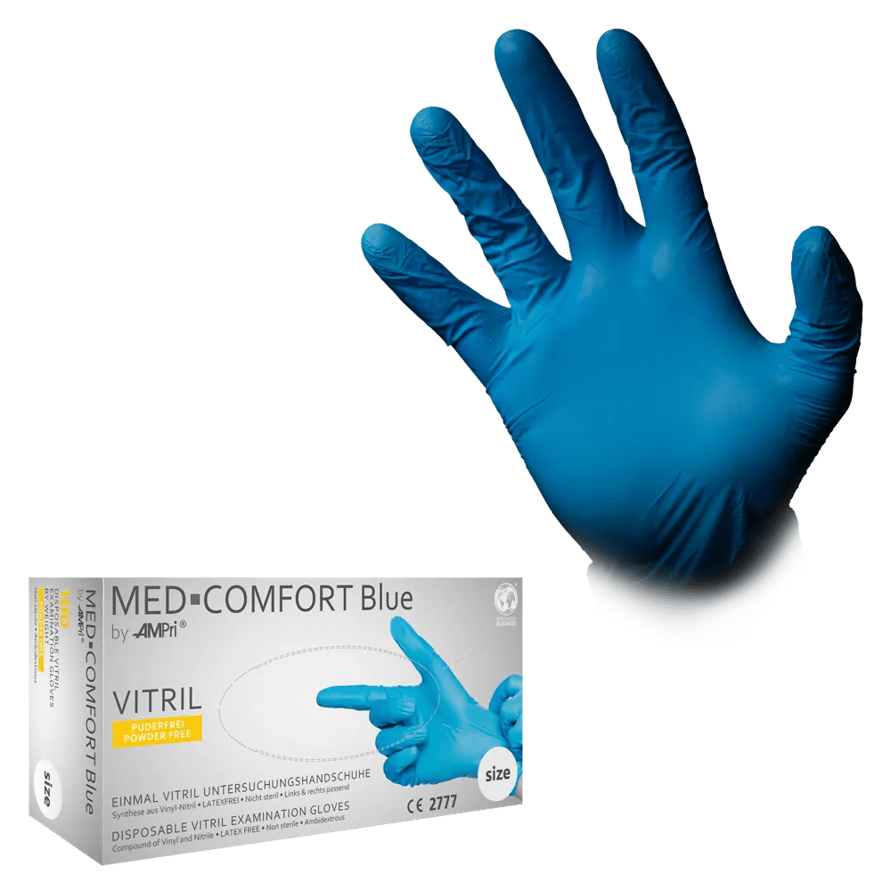 Vitrilhandschuhe, blau, Größe M, puderfrei, Med-Comfort blue Vitril: Vitril Einmalhandschuhe & Schutzhandschuhe als PSA kaufen. Vitrilhandschuhe, blau, Größe M, puderfrei, Med-Comfort blue Vitril: Vitril Einmalhandschuhe & Schutzhandschuhe als PSA kaufen.