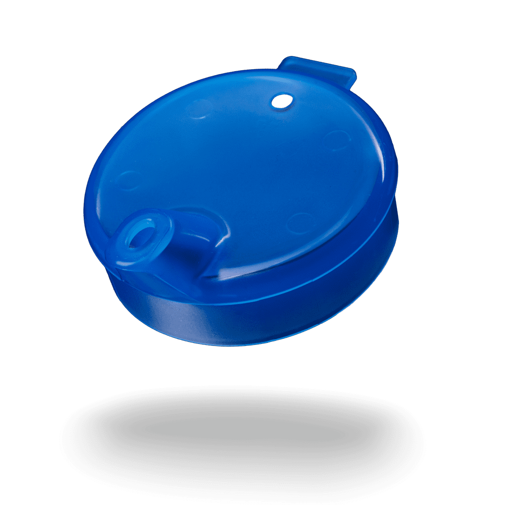Tapa de taza de pico de PP, azul, 8x4 mm para 250 ml: comprar tapa de polipropileno para taza de pico como material para pacientes.