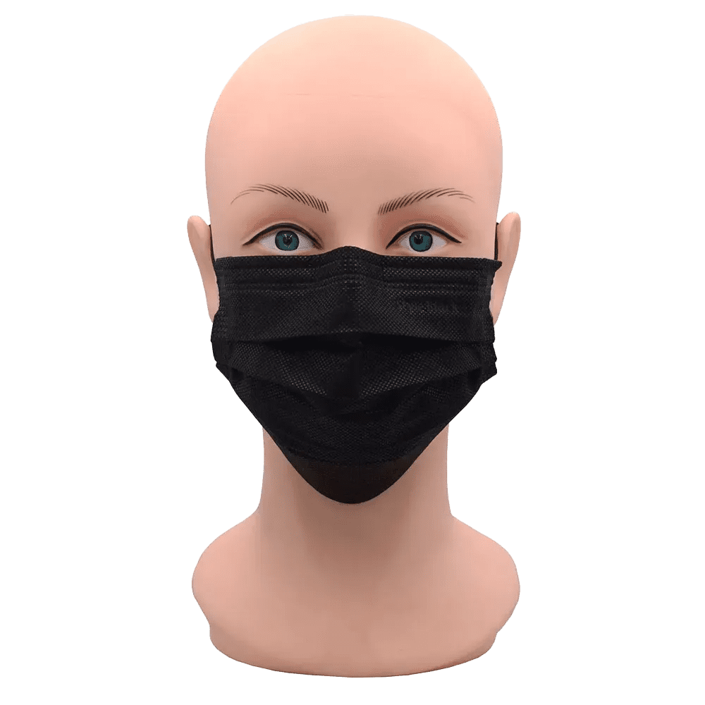 OP Maske, schwarz, black, Typ IIR, Style by Med-Comfort: 4-lg. Vlies Mund Nase Schutz als Einwegmaske kaufen.