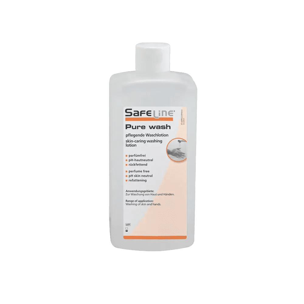 Loción de lavado, 500 ml, Safeline Pure Wash: comprar loción hidratante con pH neutro para el lavado y cuidado de la piel sin perfume.