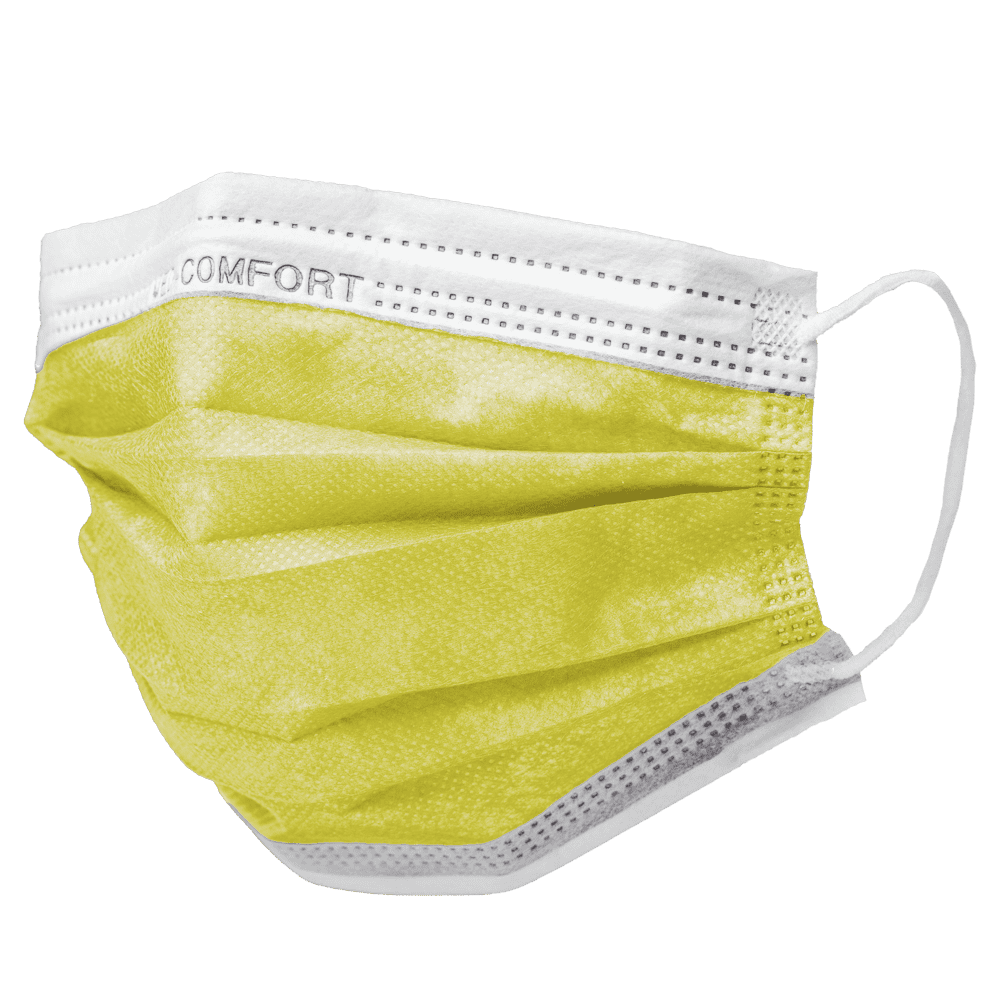 OP mask, yellow, type IIR, Med-Comfort: buy mouth nose protection as medical mask.