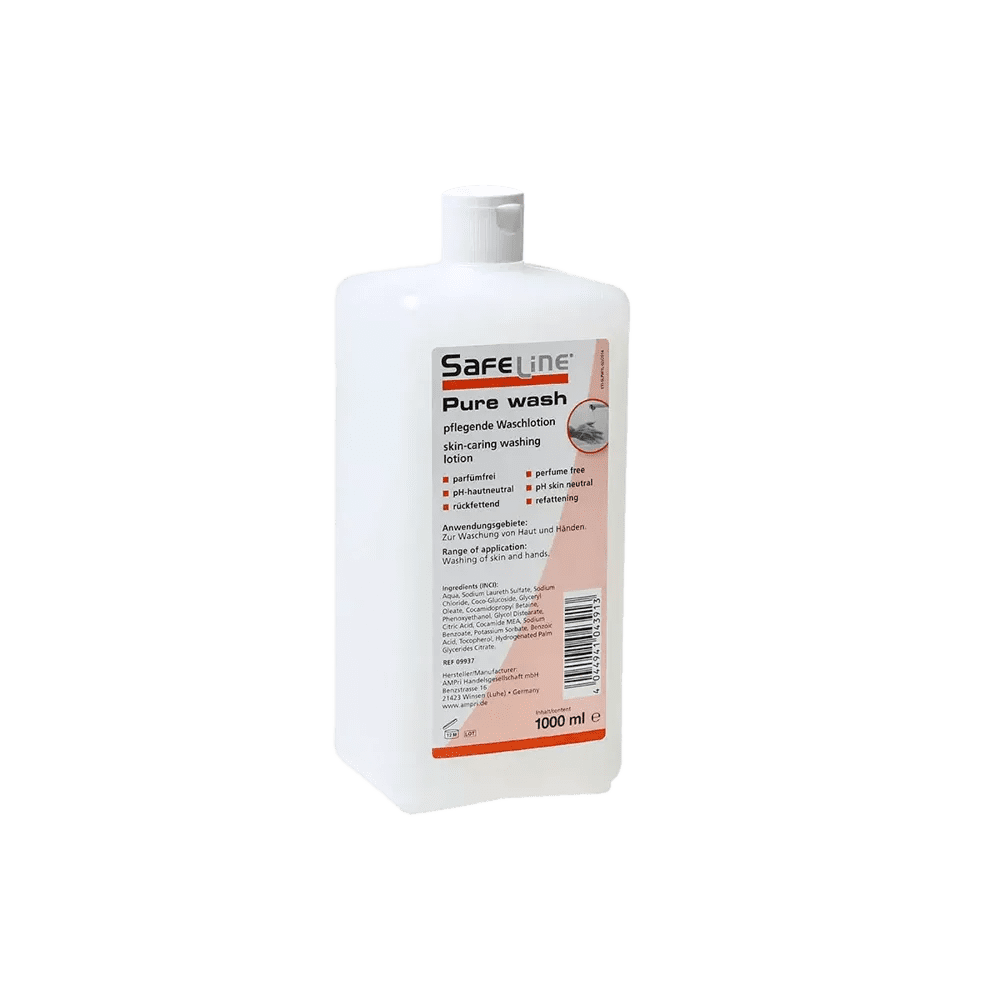Washing lotion, 1 l, Safeline Pure Wash: buy moisturising, pH skin-neutral lotion for fragrance-free washing and skin care.