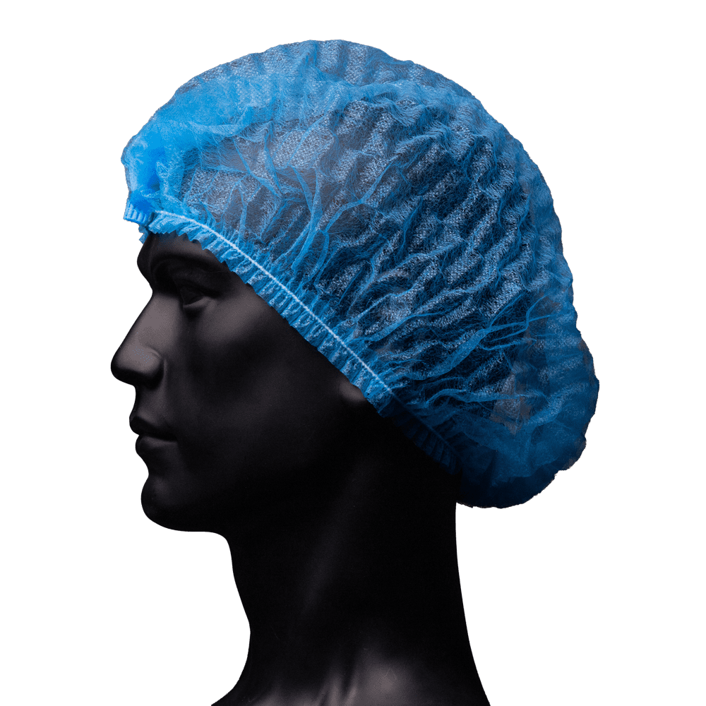 Clip-on bonnets, size M, diameter 52 cm, blue, Med-Comfort: buy disposable hygienic protection as PPE suitable for the food sector.