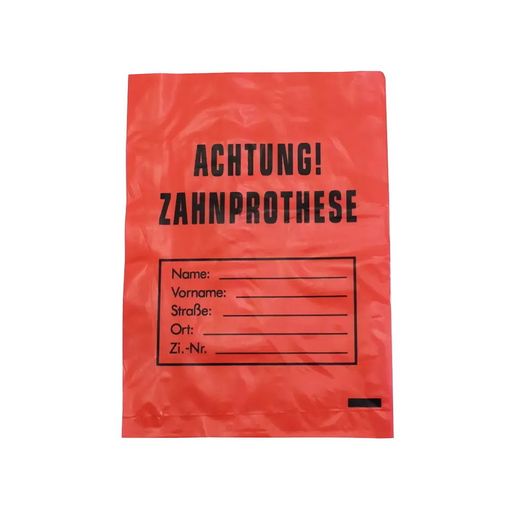 LDPE Zahnprothesenbeutel, Farbe rot, 17 x 24 cm