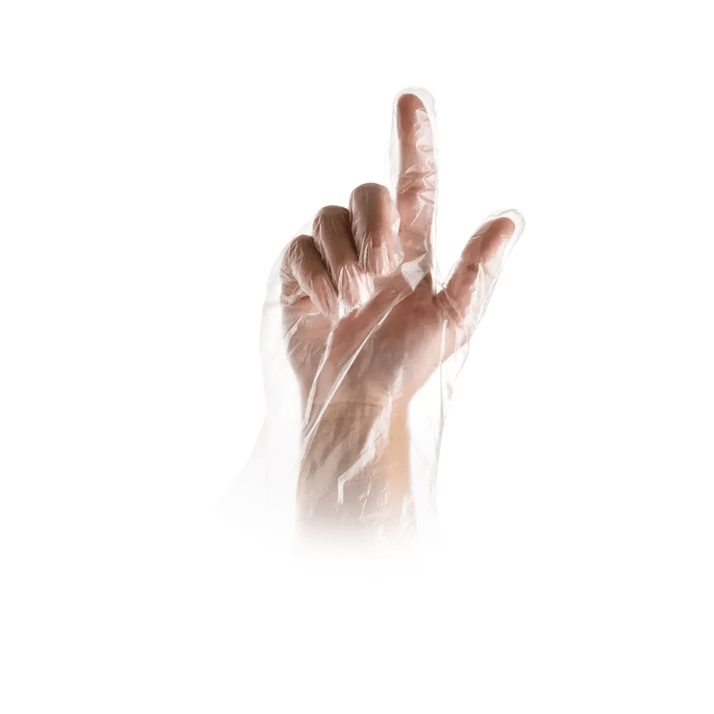 PE Handschuh, transparent, milchig, Größe L, gehämmert, Med-Comfort
