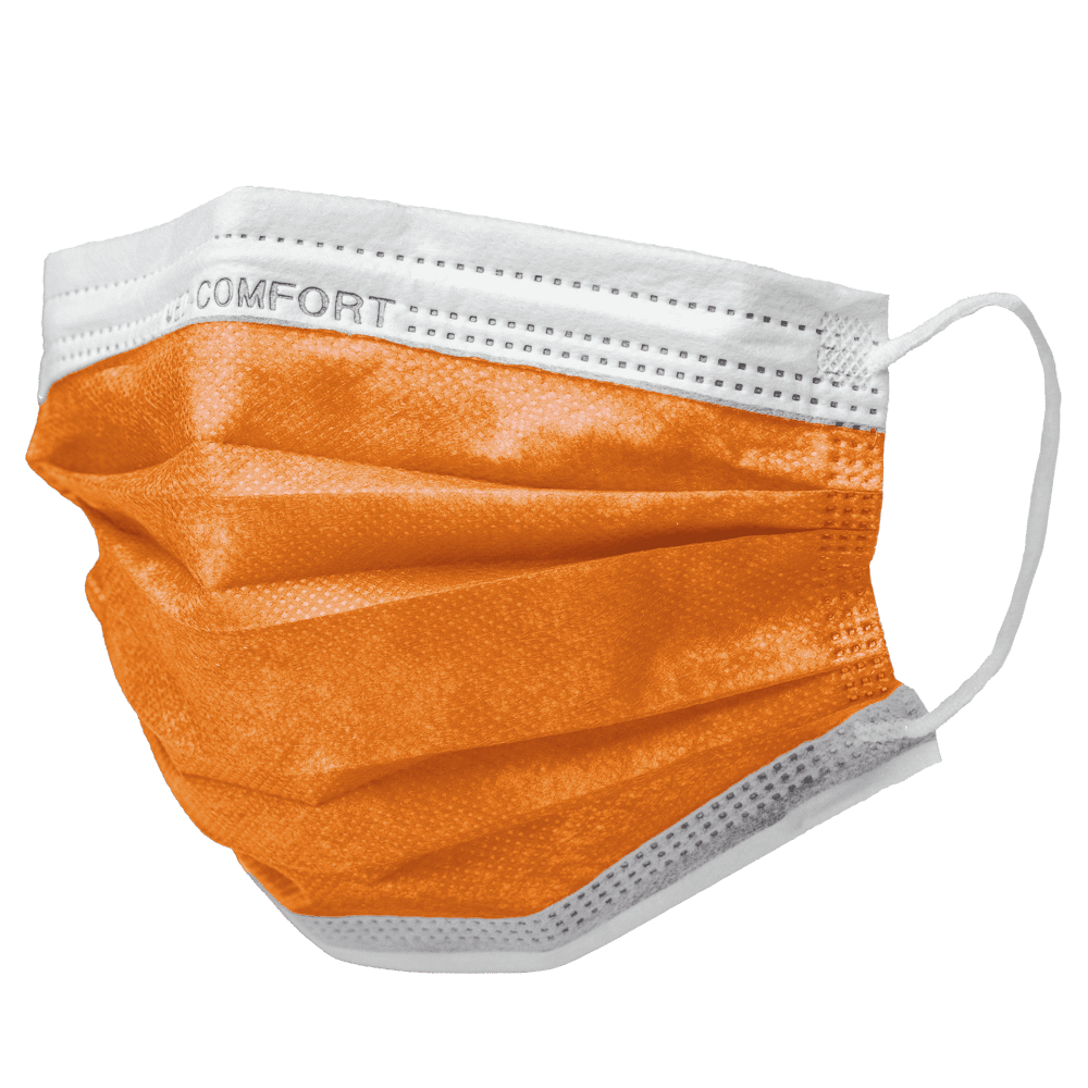 Mascarilla quirúrgica, naranja, tipo IIR, Med-Comfort: comprar protección bucal y nasal como mascarilla médica.