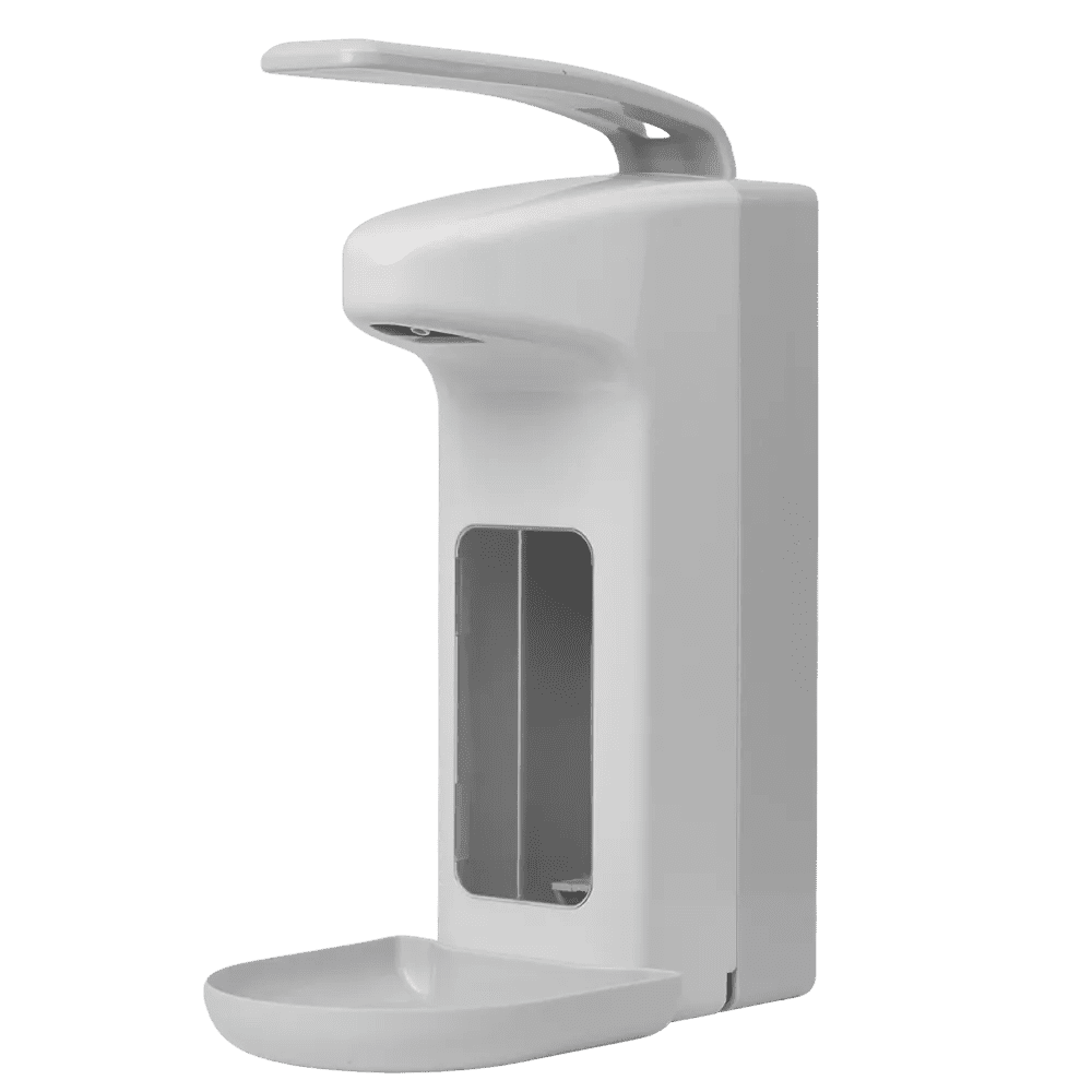 Dispensador de pared para jabones líquidos y desinfectantes de 1l, color blanco, gris, 320 x 120 x 230 mm: comprar el dispensador de pared con cerradura de plástico de alta calidad como dispensador con bandeja de goteo para líquidos.