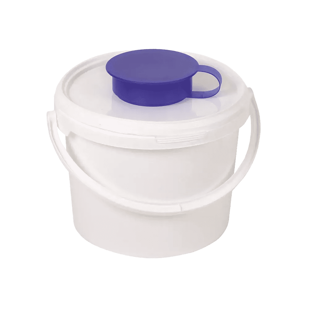 Cubo dispensador, blanco, 3,4 l: comprar cubo dispensador para rollos de tela no tejida con extracción de toallitas húmedas adjunta como material de sala.