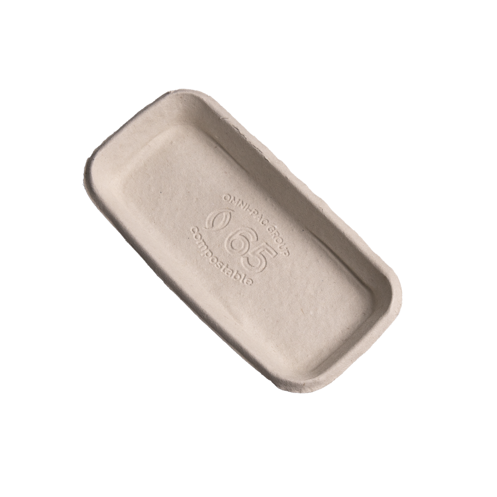 Contenedor de alimentos, bandeja de fibra moldeada, 180 x 90 x 22 mm, blanco, CareTainer