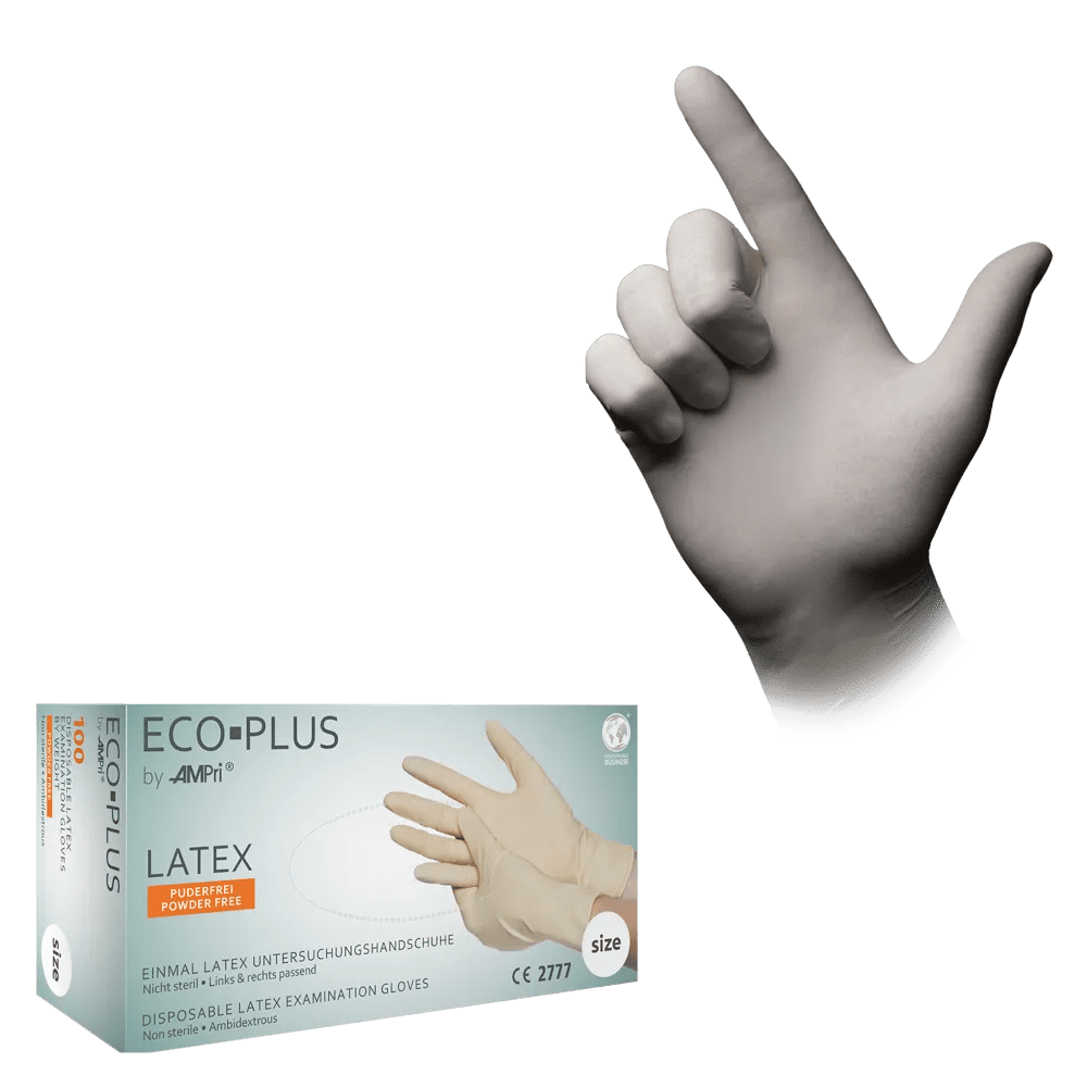 Latexhandschuhe, weiß, Größe XL, puderfrei, Eco-Plus: Latex Einweghandschuhe als Untersuchungshandschuhe & Schutzhandschuhe kaufen. Latexhandschuhe, weiß, Größe XL, puderfrei, Eco-Plus: Latex Einweghandschuhe als Untersuchungshandschuhe & Schutzhandschuhe kaufen.