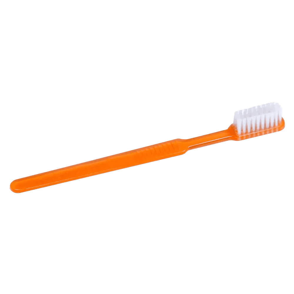 Cepillo dental desechable PS con pasta dentífrica, color naranja, 15 x 2,6 cm, Med-Comfort: comprar cepillo dental desechable de poliestireno para viajes y uso antes del tratamiento dental, como material dental.