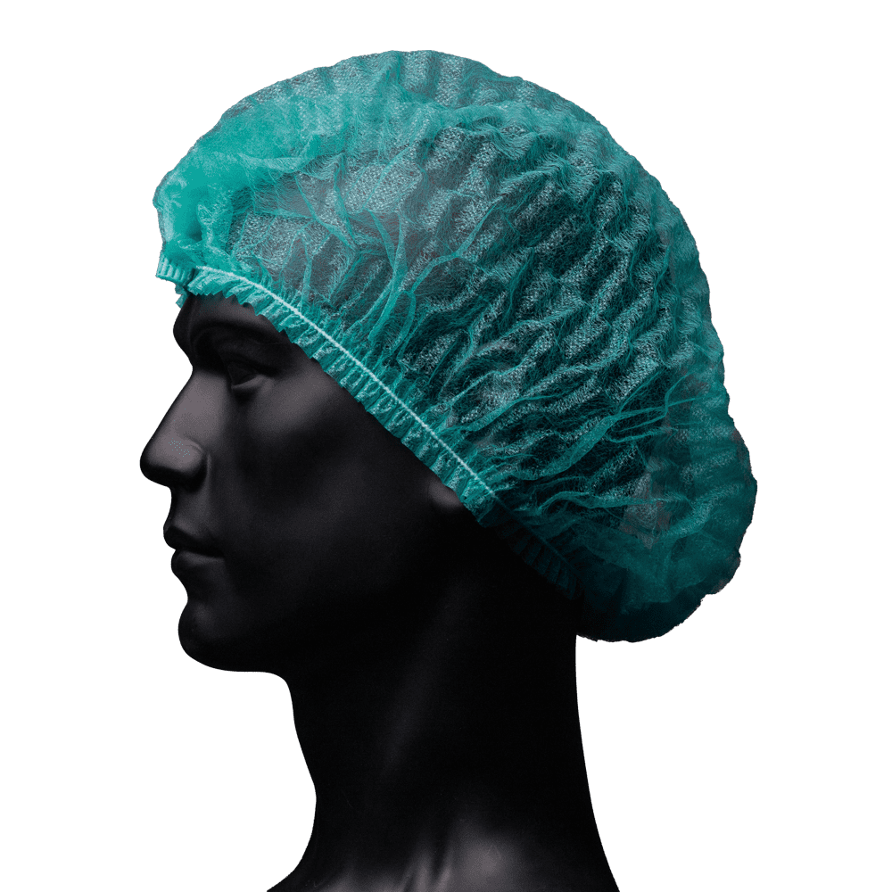 Gorros con clip, talla M, ca. 44 x 51 cm, verde, ECO-PLUS: comprar protección higiénica desechable como EPI adecuado para el sector alimentario.