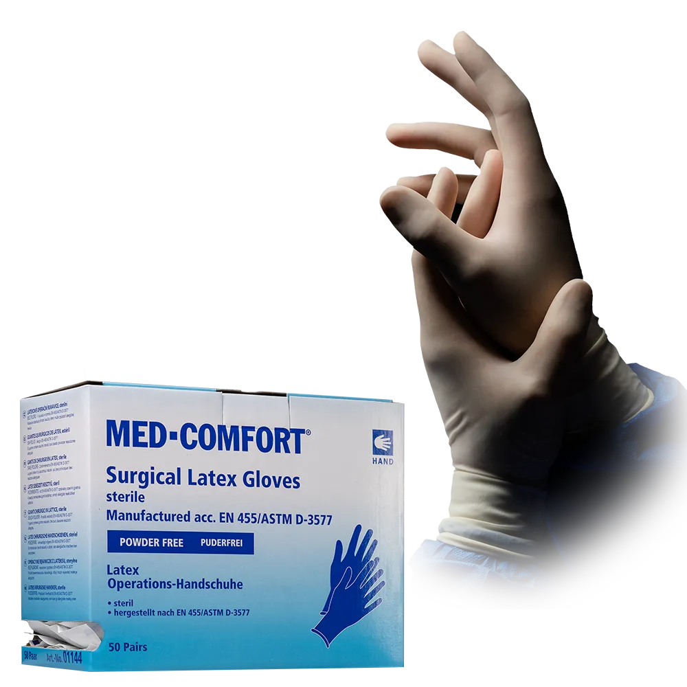 Surgical gloves, Latex disposable gloves, powderfree, white, size 8,0, Med-Comfort Surgical gloves, Latex disposable gloves, powderfree, white, size 8,0, Med-Comfort