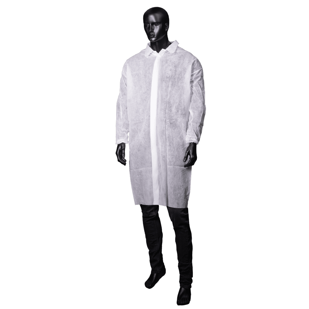 PP Fleece non-woven visitor gowns, white, size XXL, Med-Comfort: buy disposable polypropylene gown with 4 press studs.