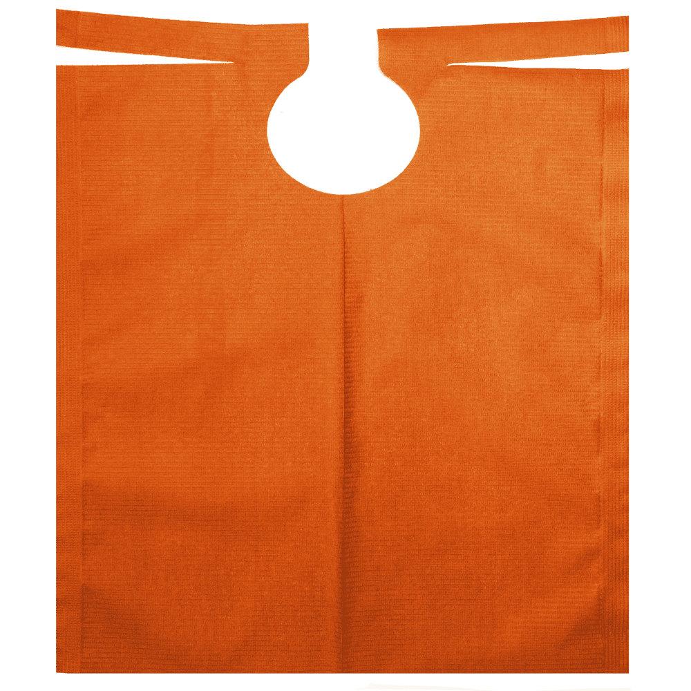 Patientenumhang mit PE Beschichtung, Farbe orange, 530 x 600 mm: Patientenumhang für den Dentalbedarf kaufen. Patientenumhang mit PE Beschichtung, Farbe orange, 530 x 600 mm: Patientenumhang für den Dentalbedarf kaufen.