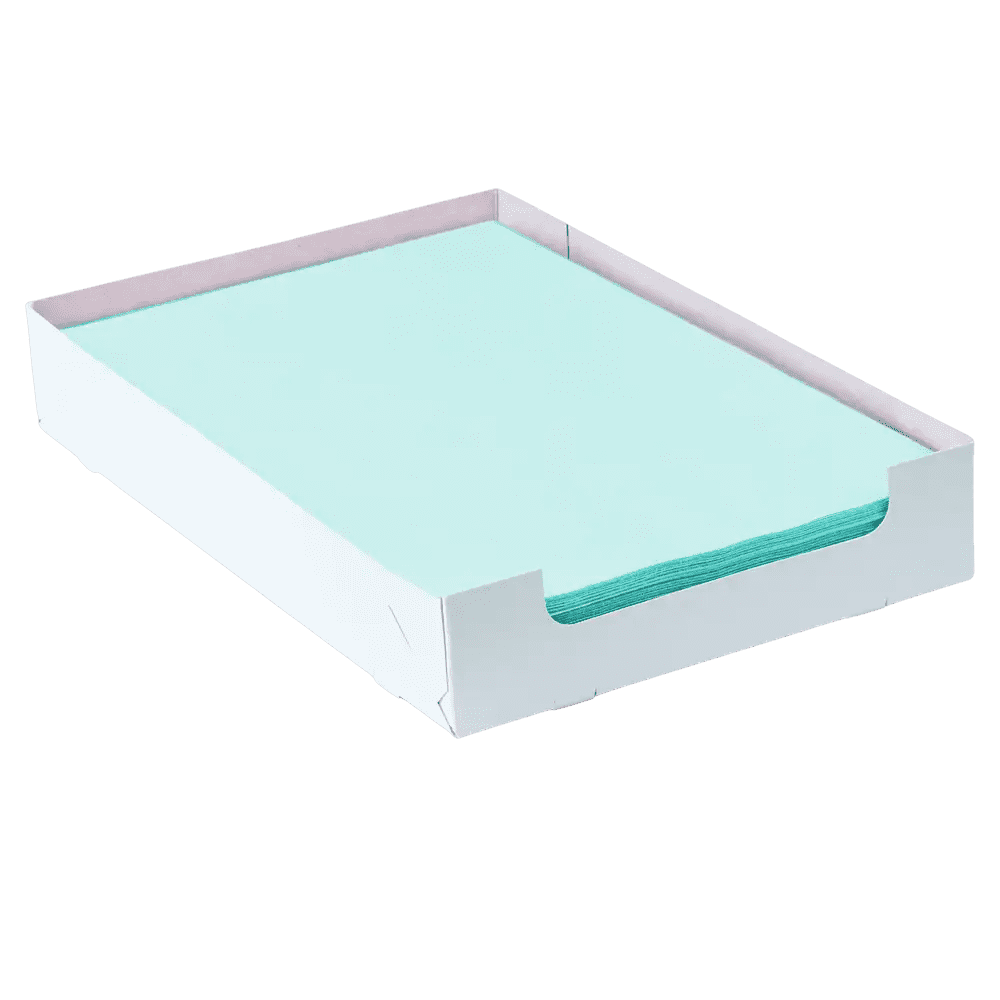 Einweg Tray-Filterpapier in der Box, 18 x 28 cm, Farbe grün, Zellstoff: Dental Kreppauflage für den Einmalgebrauch bei zahnärztlichen Behandlungen kaufen.