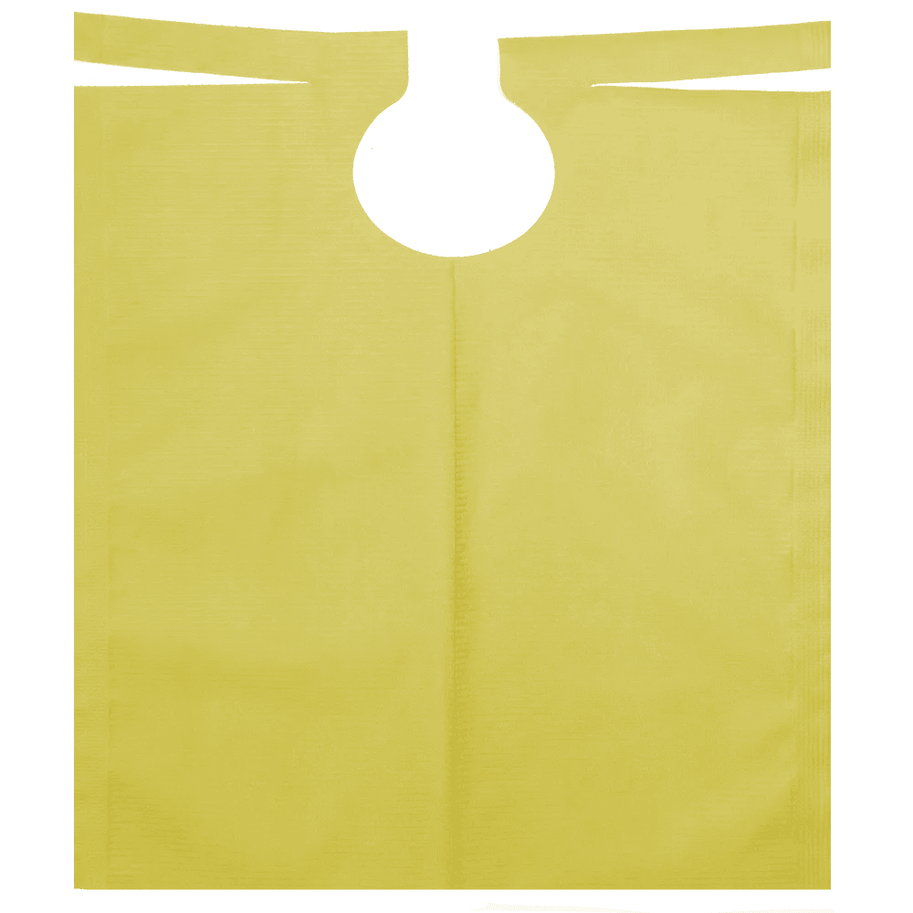 Patientenumhang mit PE Beschichtung, Farbe gelb, 530 x 600 mm: Patientenumhang für den Dentalbedarf kaufen. Patientenumhang mit PE Beschichtung, Farbe gelb, 530 x 600 mm: Patientenumhang für den Dentalbedarf kaufen.