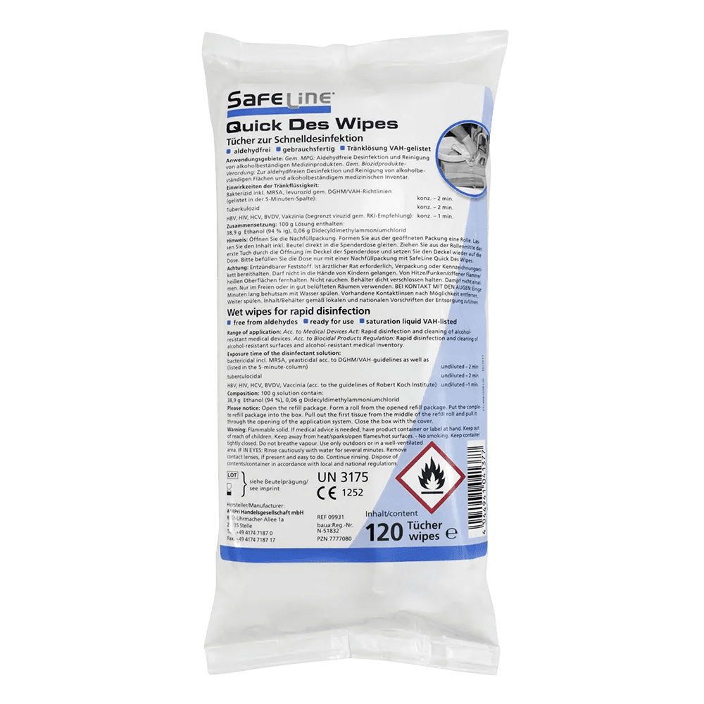 Disinfection wipes, refill, Safeline Quick Des Wipes Refill