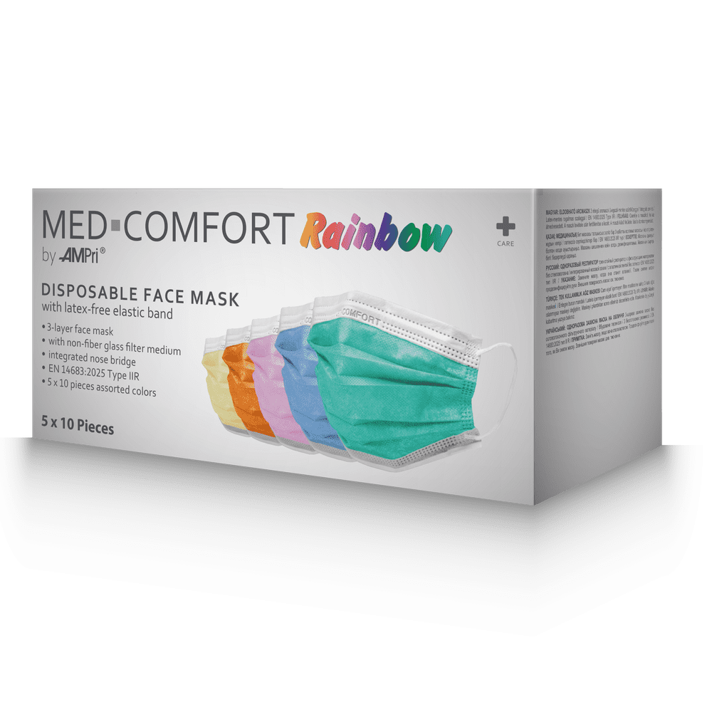 OP mask, multicoloured, fleece, type IIR, Med-Comfort: buy disposable mask as mouth protection.