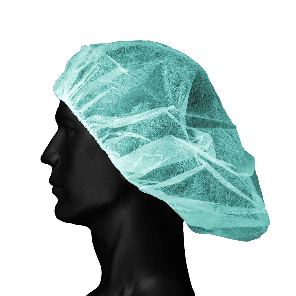 Gorro de boina de polipropileno, talla M, verde, Med-Comfort: comprar un gorro desechable para la protección higiénica.