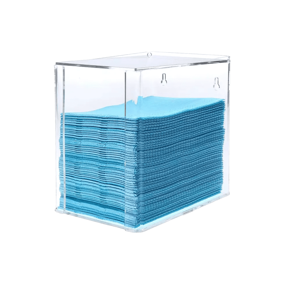 Dispenser for patient napkins, 175 x 130 x 170 mm acrylic, transparent, Med-Comfort Dispenser for patient napkins, 175 x 130 x 170 mm acrylic, transparent, Med-Comfort
