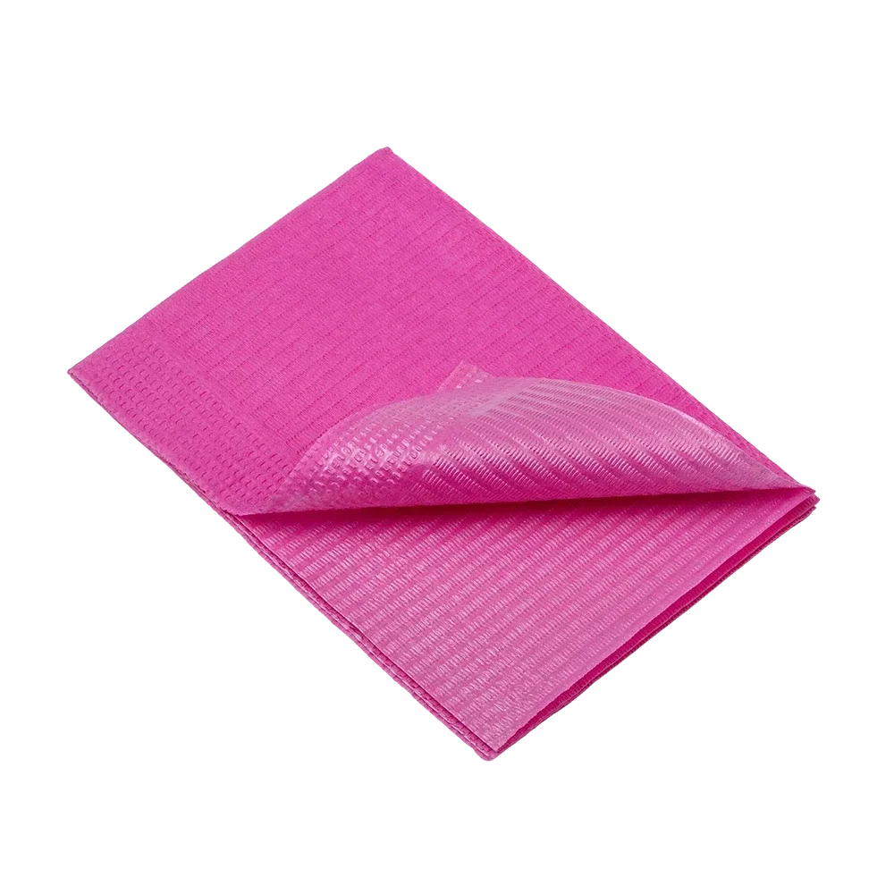 Servilletas dentales desechables para el paciente, 33 x 45 cm, color rosa: comprar servilletas dentales de 1 o 2 capas para su uso durante el tratamiento dental como material de consulta.